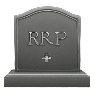 a black grave with the inscription R i P in silver sticker
