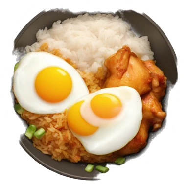 chicken thigh rice bowl with two eggs sticker