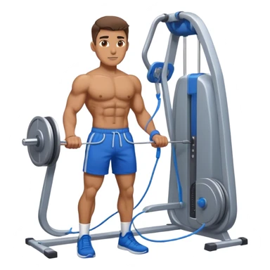 fit man with blue shorts using cable-machine sticker