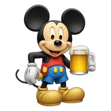 Mickey qui boit une bierre sticker