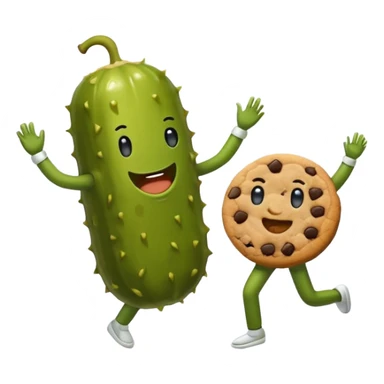 A pickle and a cookie dancing sticker