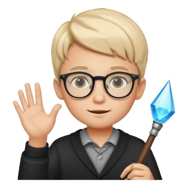 3D imoji of  The little boy who is a magic designer, he is a graphic designer, he should not be holding anything hand down sticker