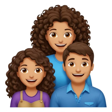 two people. one woman with long curly dark brown hair. one man with brown hair that goes up. they are laughing sticker