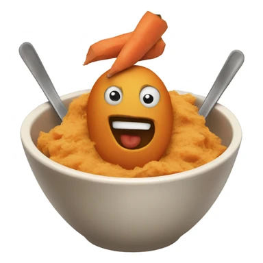 mashed sweet potatoes in a bowl with chicken sticker