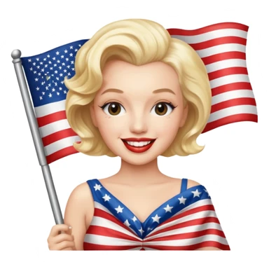 Marilyn Monroe, with american flag sticker