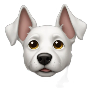 White Dog small snout black button eyes And button nose. White with black tip small floppy ears sticker