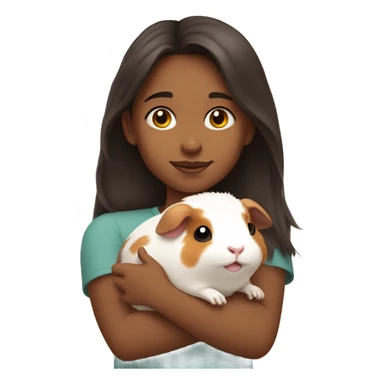 A girl cuddling a guinea pig sticker