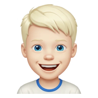 albino boy laughing white shirt sticker
