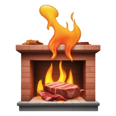 Meat cooking in a fireplace sticker