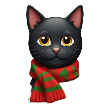 Cute black cat with a Christmas scarf  sticker