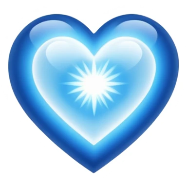 Small white blue heart radiating white light surrounded by a big blue cosmic heart sticker
