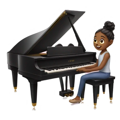Girl playing on the piano sticker