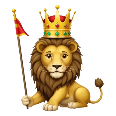 Lion of Judah emblem of the Ethiopian Empire, regal lion with a crown and a flag sticker