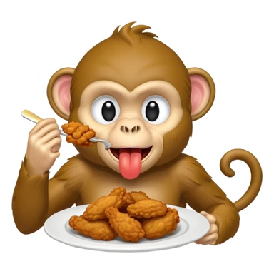 Fried chicken eating a monkey sticker
