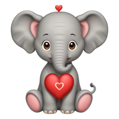 Elephant calf with small heart symbol on head, circus cloth sticker