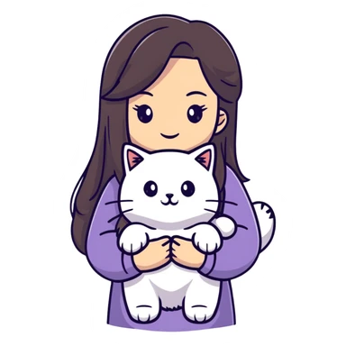 a long hair girl with a jinjila cat sticker