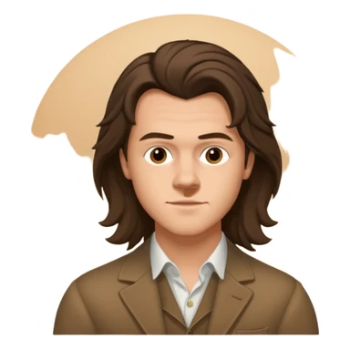 une personne qui ressemble a harry styles avec beaucoup de details, de 3 quart  dans un rond  sticker
