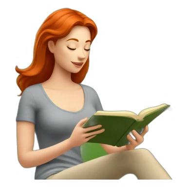 redhead woman reading a book with a glass of wine in a park sticker
