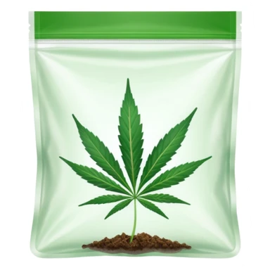 transparent ziplock bag with sativa leaf inside sticker