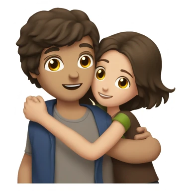 dark haired guy hugs three brown haired girls sticker