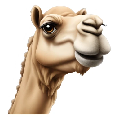 Camel make it cartoon and Let him look at the screen and show two handed and jus showed the upper part of body showed with two hand raised to his head sticker