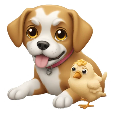 Cozy dog eating chicken  sticker