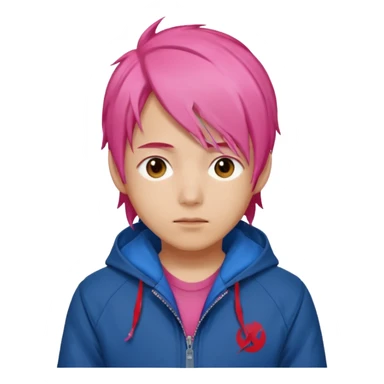 yuiji itadori jjk avec cheveux rose veste bleu capuche rouge sticker