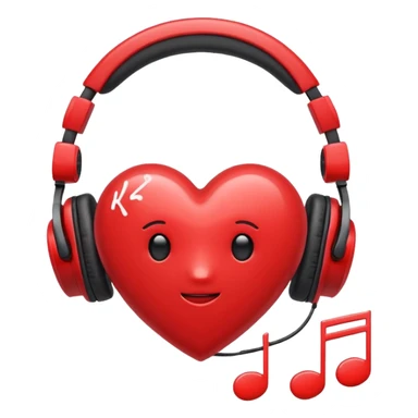 heart with K-pop headphones and music notes sticker