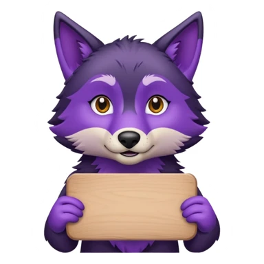 Loup noir et violet avec pancarte sticker