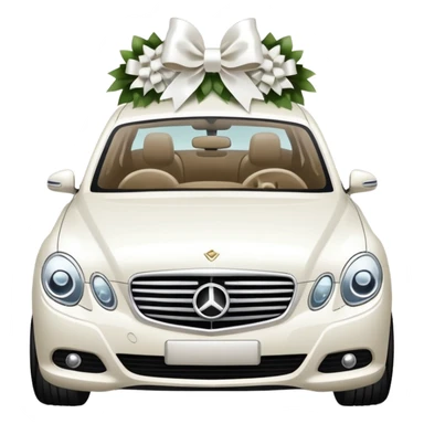 Luxury car with wedding decorations, on the side sticker