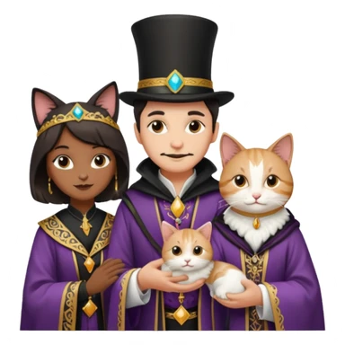 magician couple and their pet cat sticker