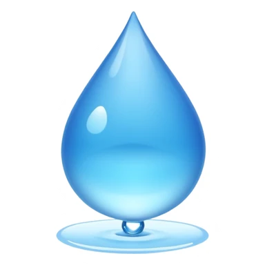 A single water droplet emoji, glossy and smooth, cartoonish, vibrant blue color, high detail, simple and cute design, without facial features, isolated on white background, centered compositio

 sticker
