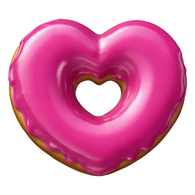 Realistic isolated heart shaped donut with Fuchsia color. sticker