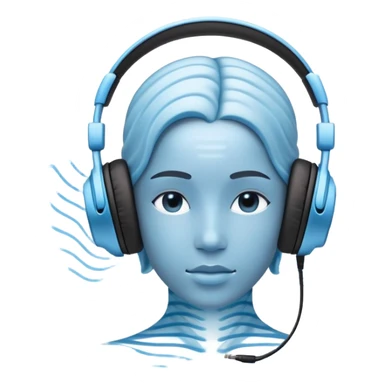 a living being made of sound waves listening to music with headphones sticker