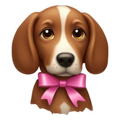Dog brown with pink ribbon sticker