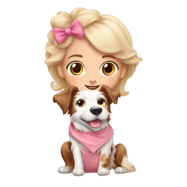 Girl blondy whith dog border collie red merle and pink nouse sticker