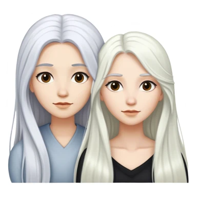 two female one with white long hair and one with black long hair sticker