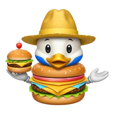 Un pato comiendo una hamburguesa sticker