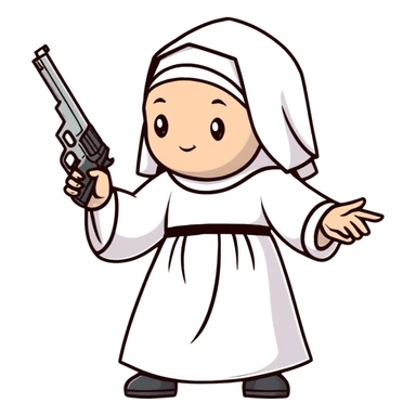 stylish nun holding a gun sticker