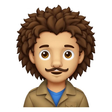 Make a cute boy lion with curly dark brown hair with a disconnected goatee and medium skin sticker