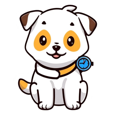 cute puppy holding a digital clock sticker