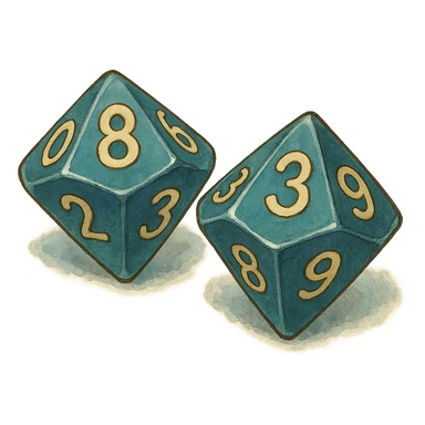 pair of ten-sided dice (d10) sticker