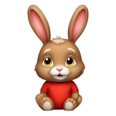 Cute Fluffy brown bunny rabbit teddy wearing red tshirt sitting  sticker