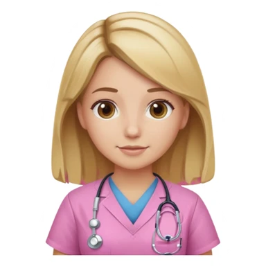 Brown to blonde ombré hair nurse in pink scrubs sticker
