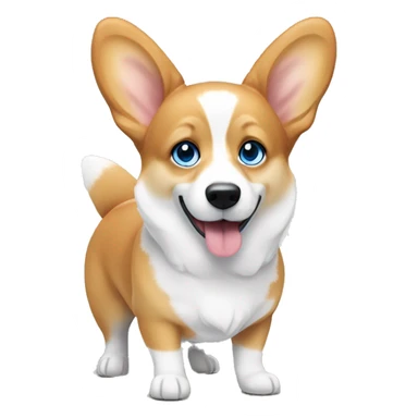 tan and white corgi with icey blue eyes and pointy ears sticker