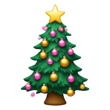 christmas tree with pink lights and ornaments  sticker