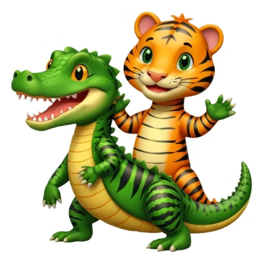 Alligator qui danse avec un tigre  sticker
