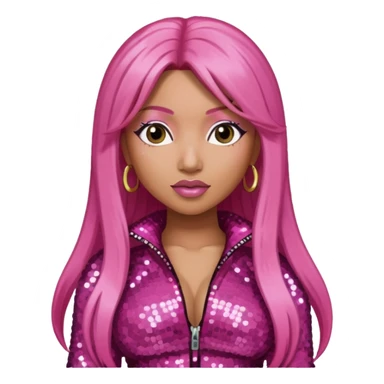 Nicki Minaj with long pink hair, dark pink sequin outfit  sticker