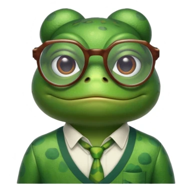 frog with glasses and shirt sticker