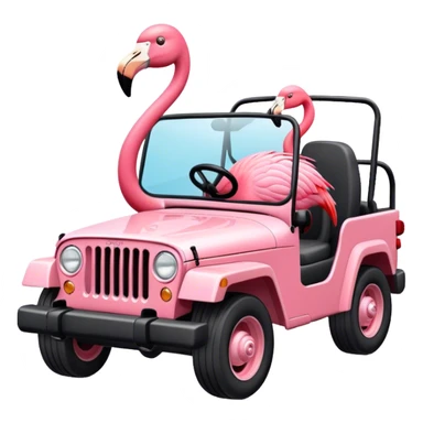 Flamingo driving jeep sticker